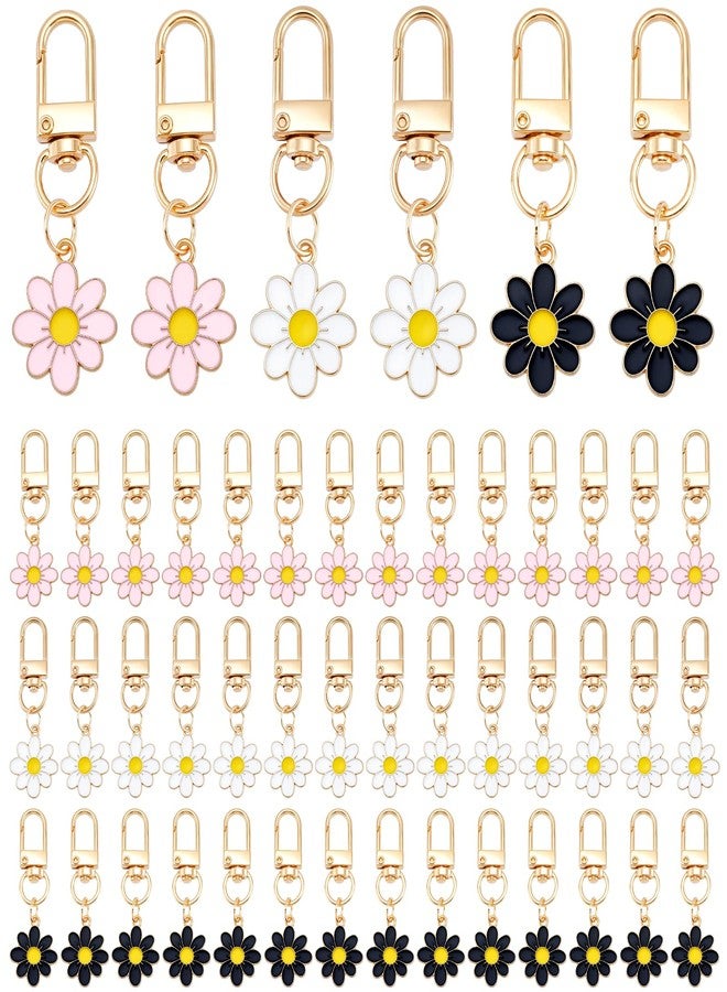 twinklemon 60PCS Flower Keychain Bulk Daisy Aesthetic Keychain Cute Bags Charms Key Chain Pendant Bulk Key Ring Charms for Handbags Earphone Case Purse Accessories - Image 1